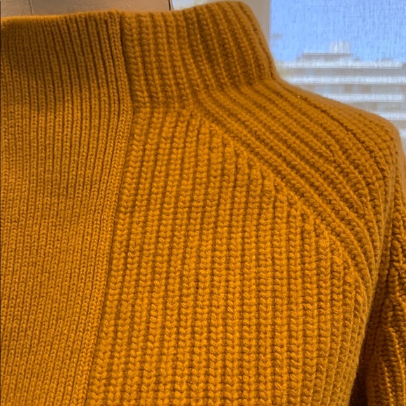 Lafayette 148 New York Mustard Yellow Ribbed Turtleneck Cardigan - Picture 9 of 16